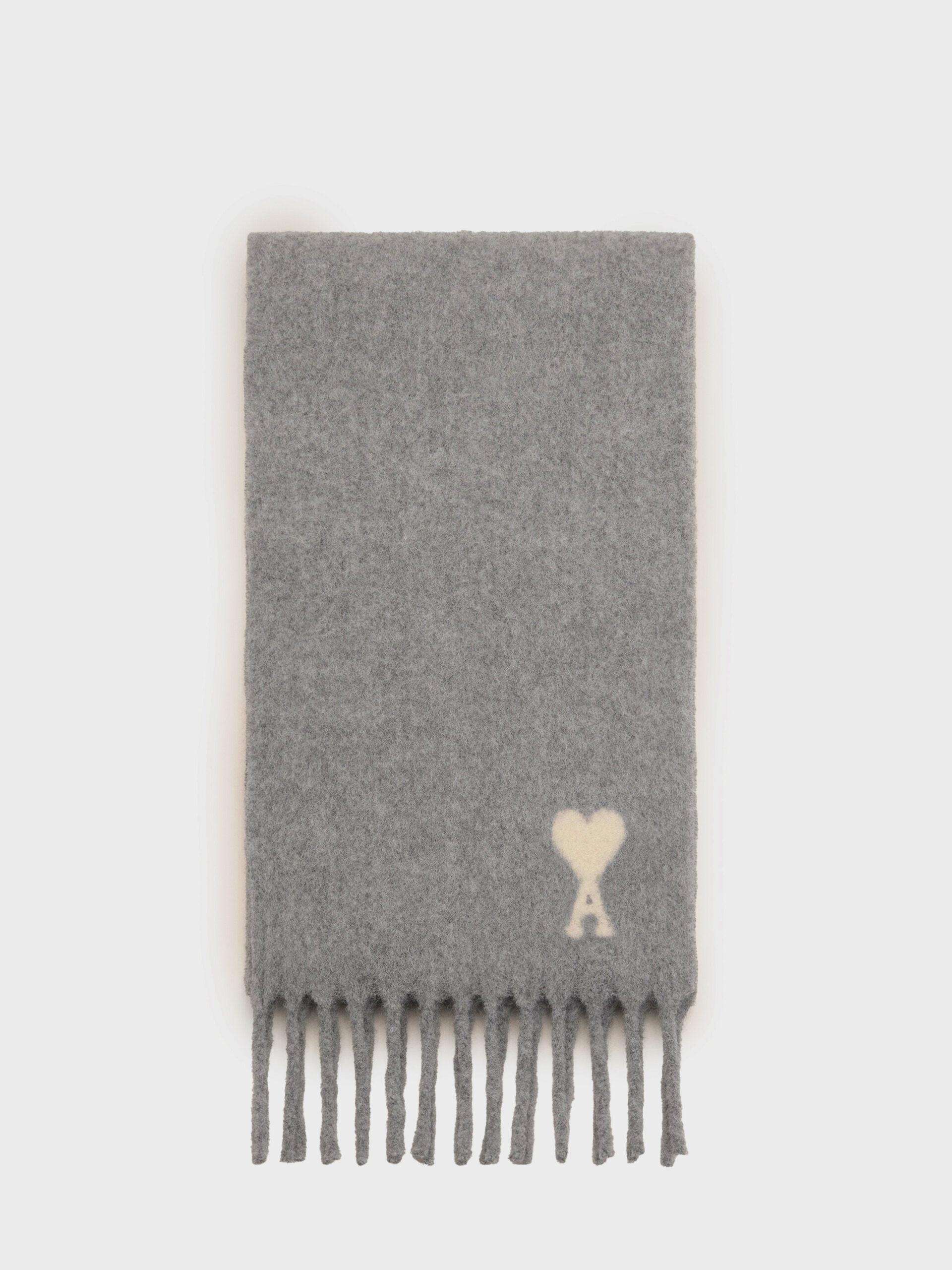 Ami Paris Grey alpaca Ami de Coeur scarf