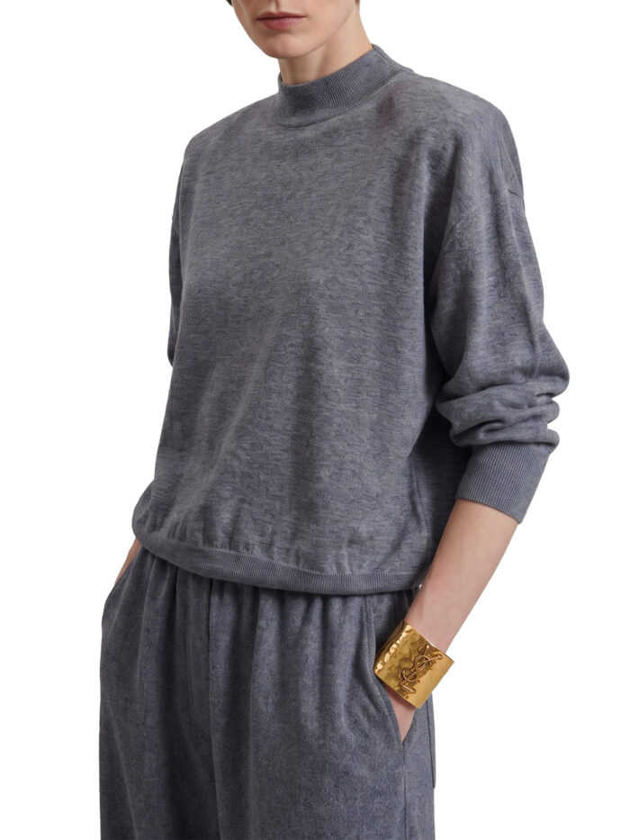 The Frankie Shop Grey melange Rue padded high neck sweater
