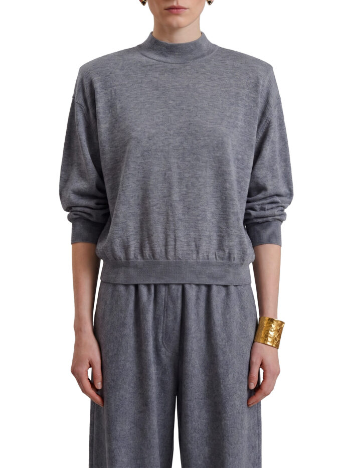 the frankie shop grey melange rue padded high neck sweater The Frankie Shop Grey melange Rue padded high neck sweater