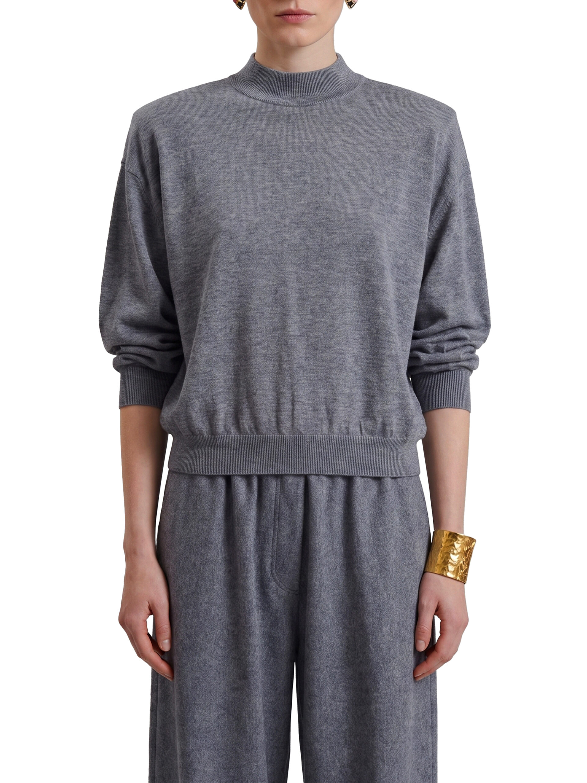 The Frankie Shop Grey melange Rue padded high neck sweater