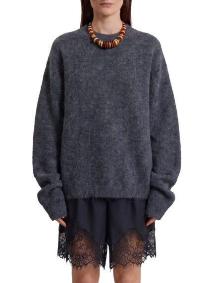 The Frankie Shop Dark grey Timea mohair fuzzy sweater