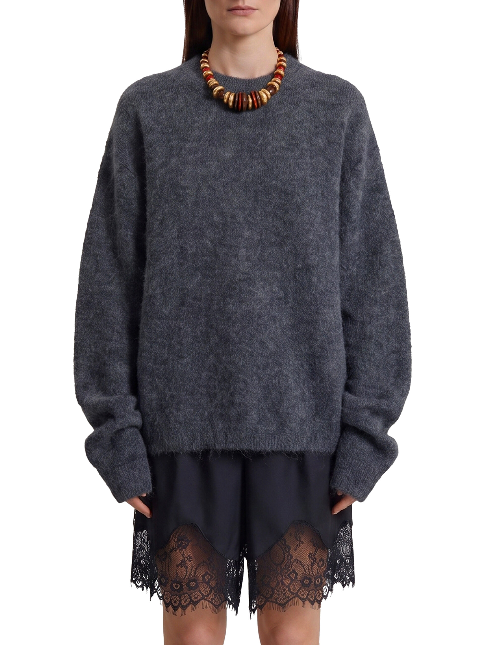 The Frankie Shop Dark grey Timea mohair fuzzy sweater