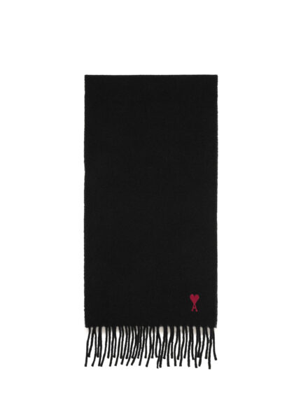 Ami Paris Black wool Ami de Coeur scarf
