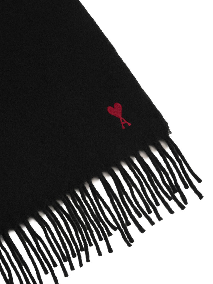 Ami Paris Black wool Ami de Coeur scarf