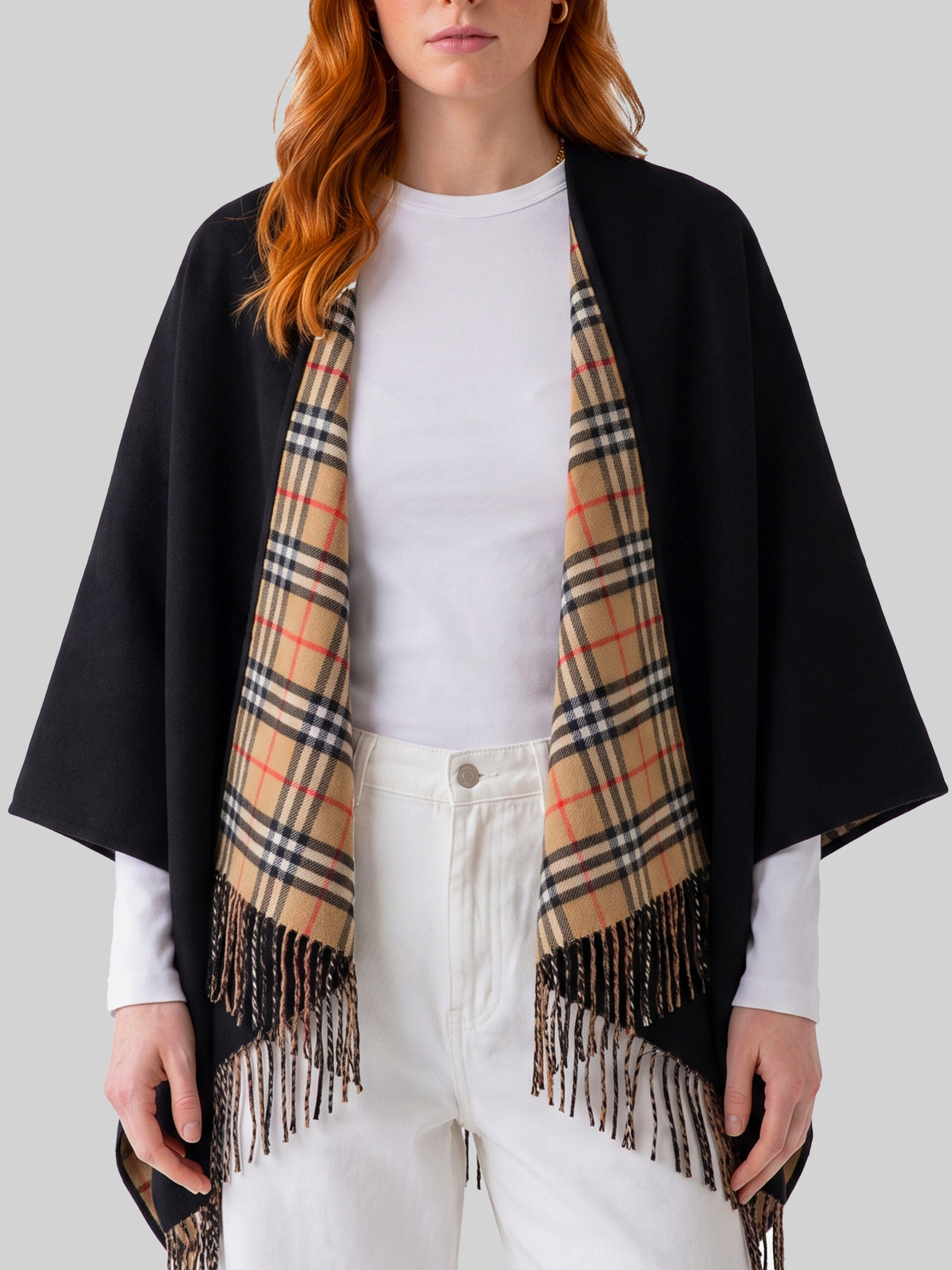 Burberry Reversible Check wool cape