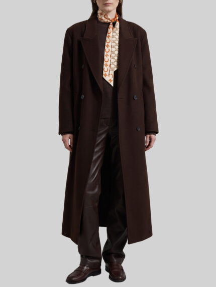 The Frankie Shop Dark brown Gala double-breasted coat