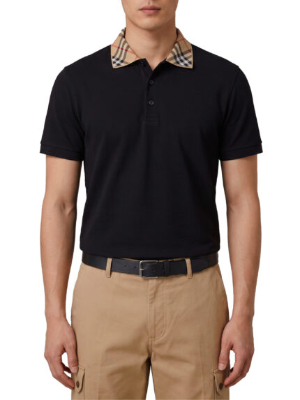 Burberry Check-collar cotton polo shirt
