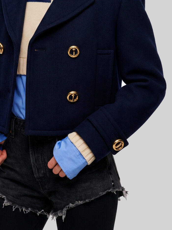 Balenciaga Cropped navy peacoat