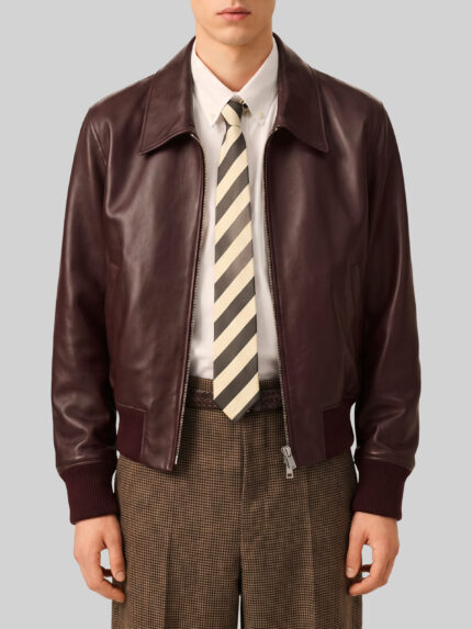 Ami Paris Burgundy zip bomber jacket