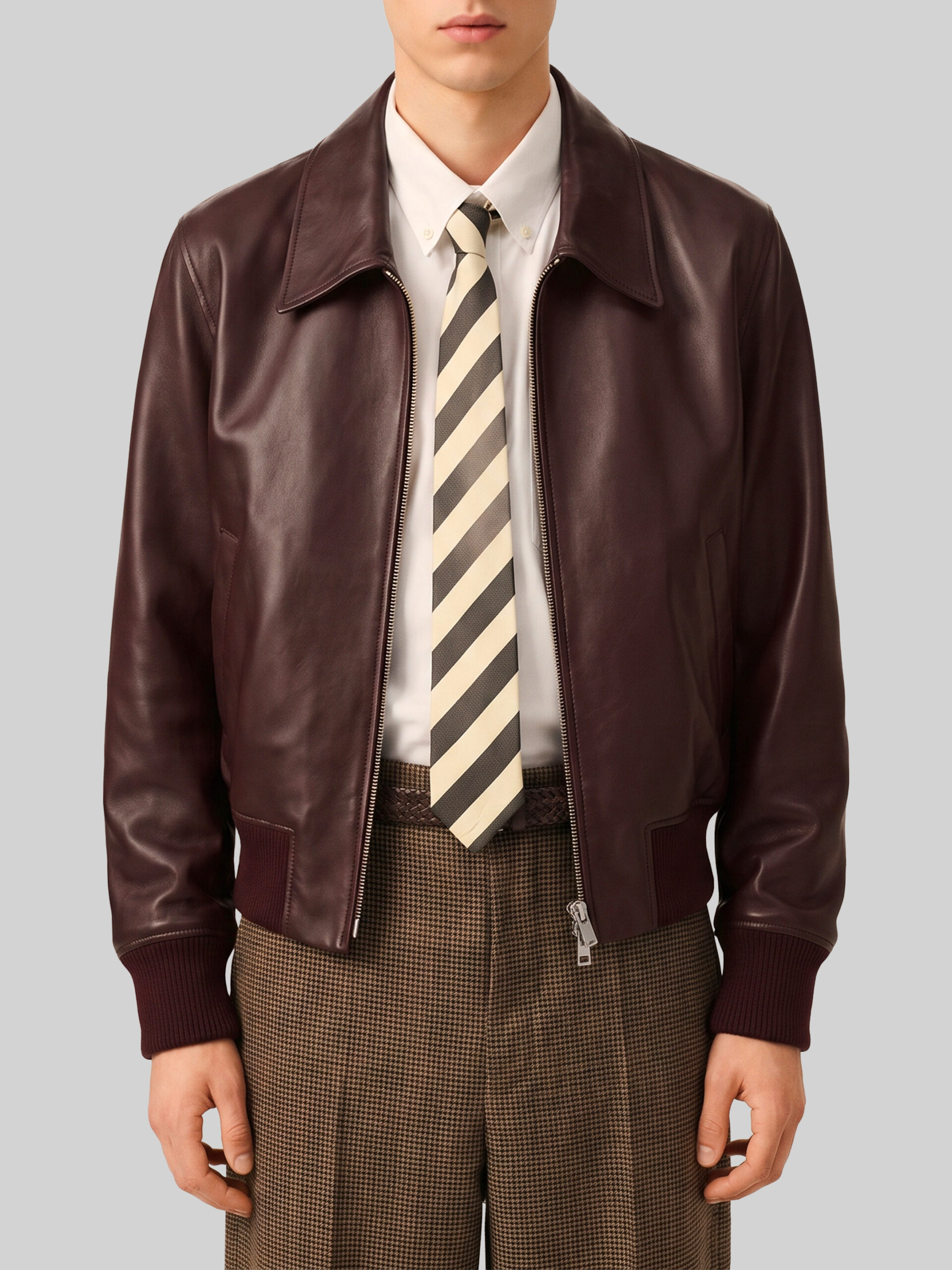 Ami Paris Burgundy zip bomber jacket