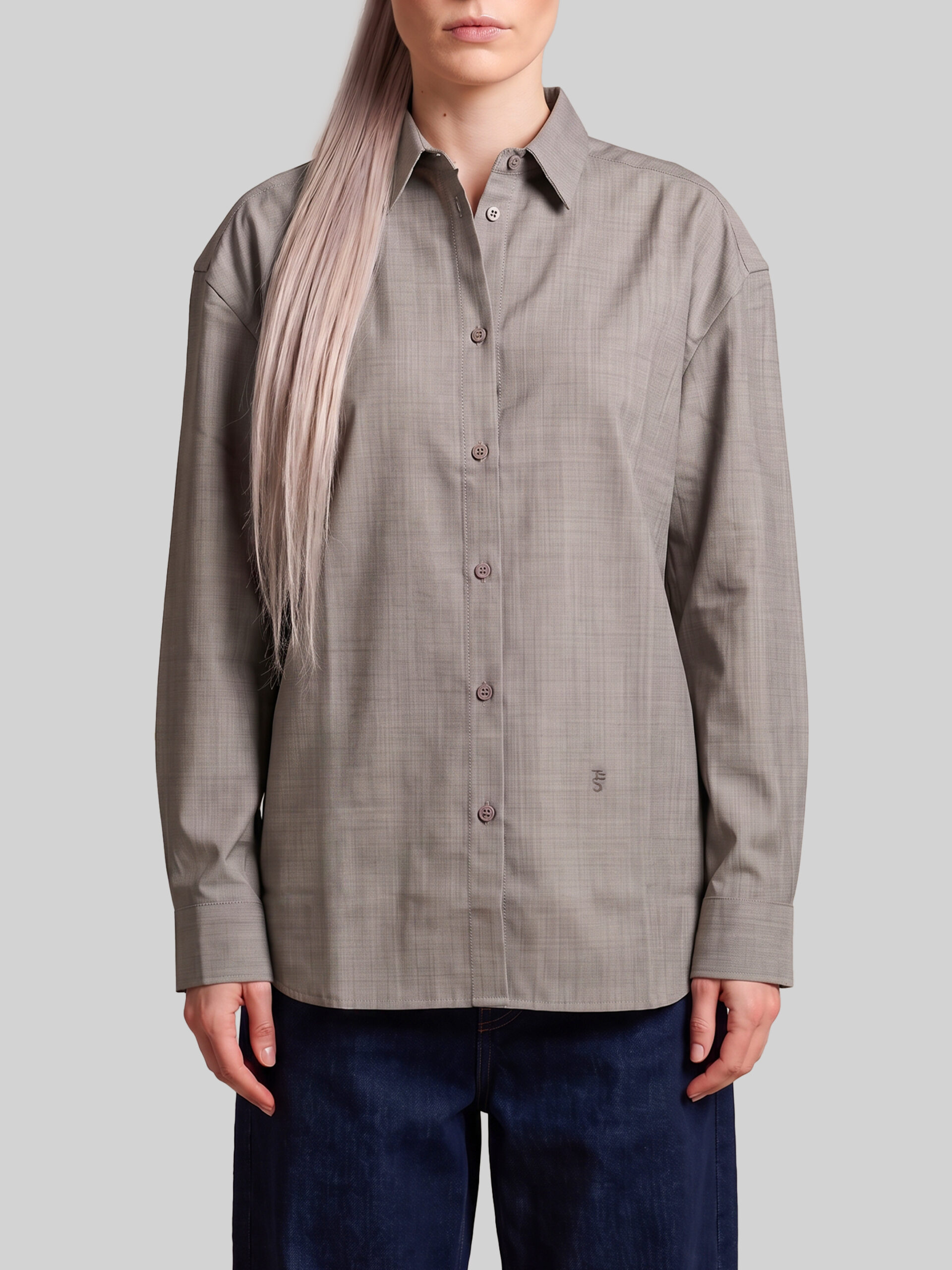 The Frankie Shop Oana shirt in light taupe melange