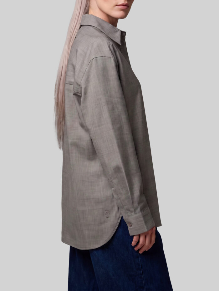 The Frankie Shop Oana shirt in light taupe melange