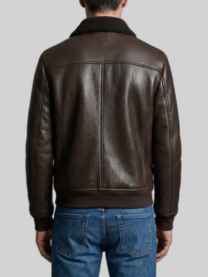 Salvatore Santoro Dark brown leather shearling bomber jacket