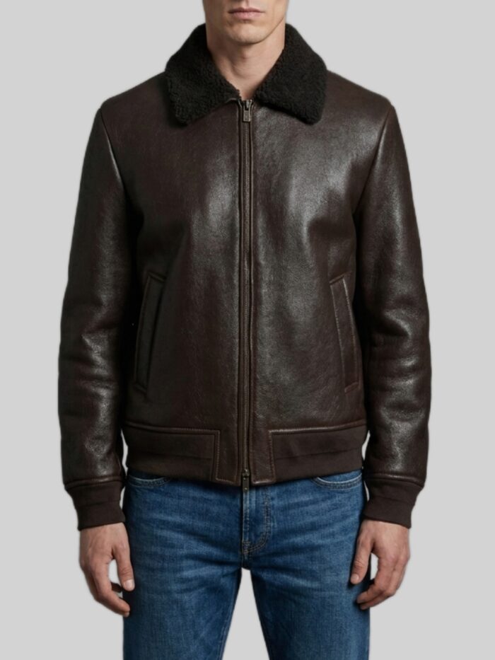 salvatore santoro dark brown leather shearling bomber jacket Salvatore Santoro Dark brown leather shearling bomber jacket