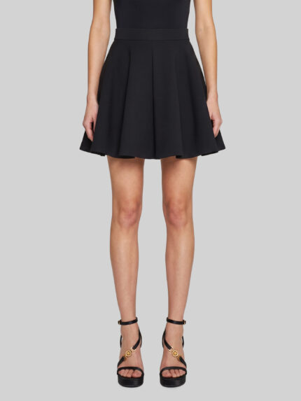 Versace Black natté wool miniskirt