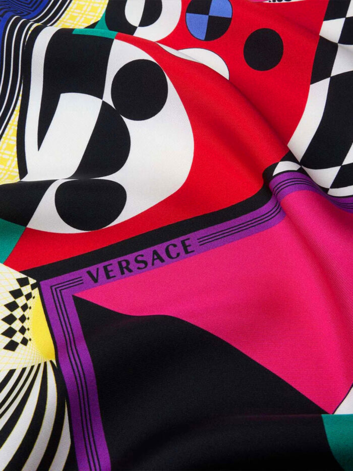 Versace Printed silk twill pleated miniskirt