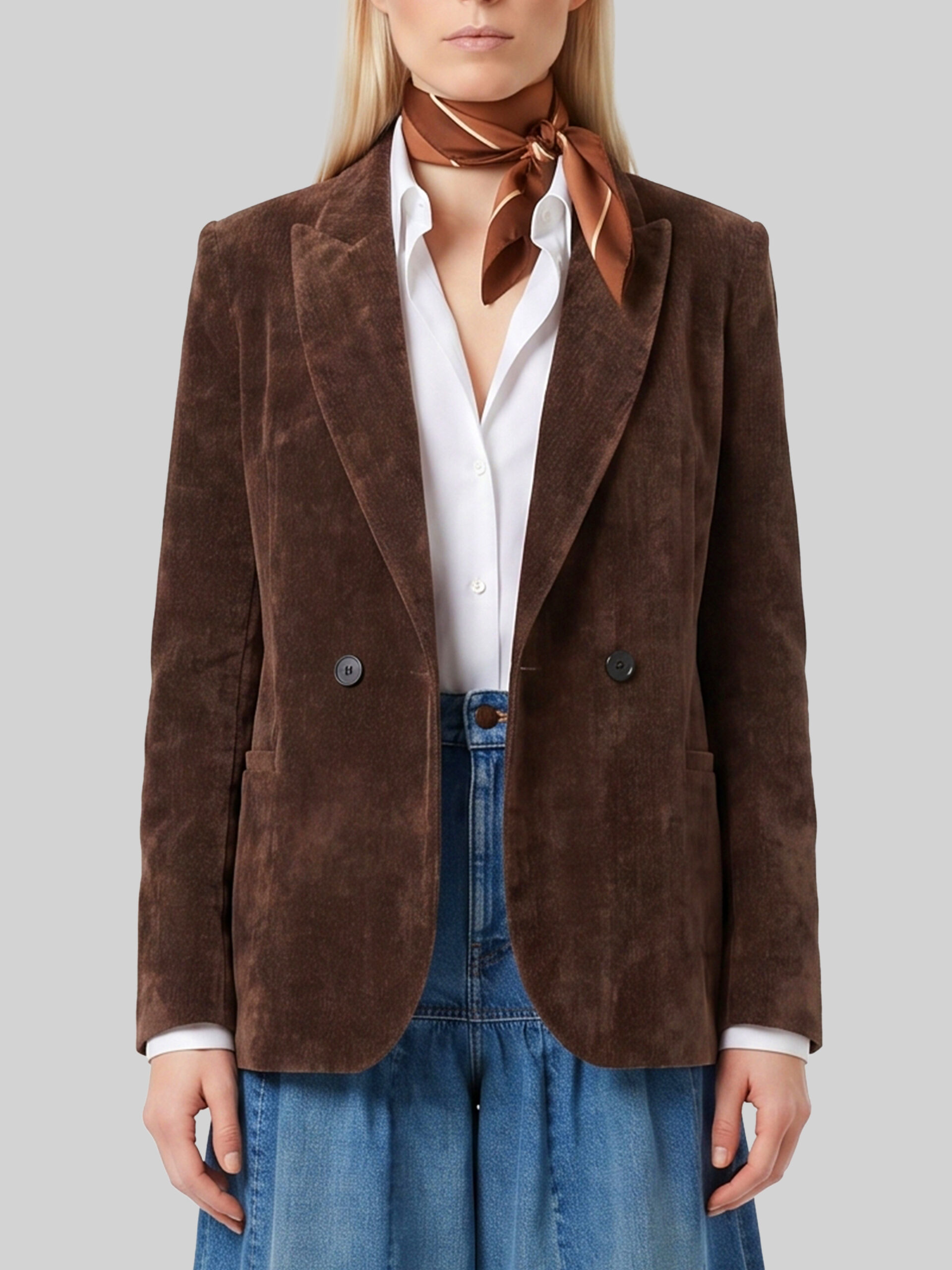Sutton New York Double-breasted délavé velvet jacket