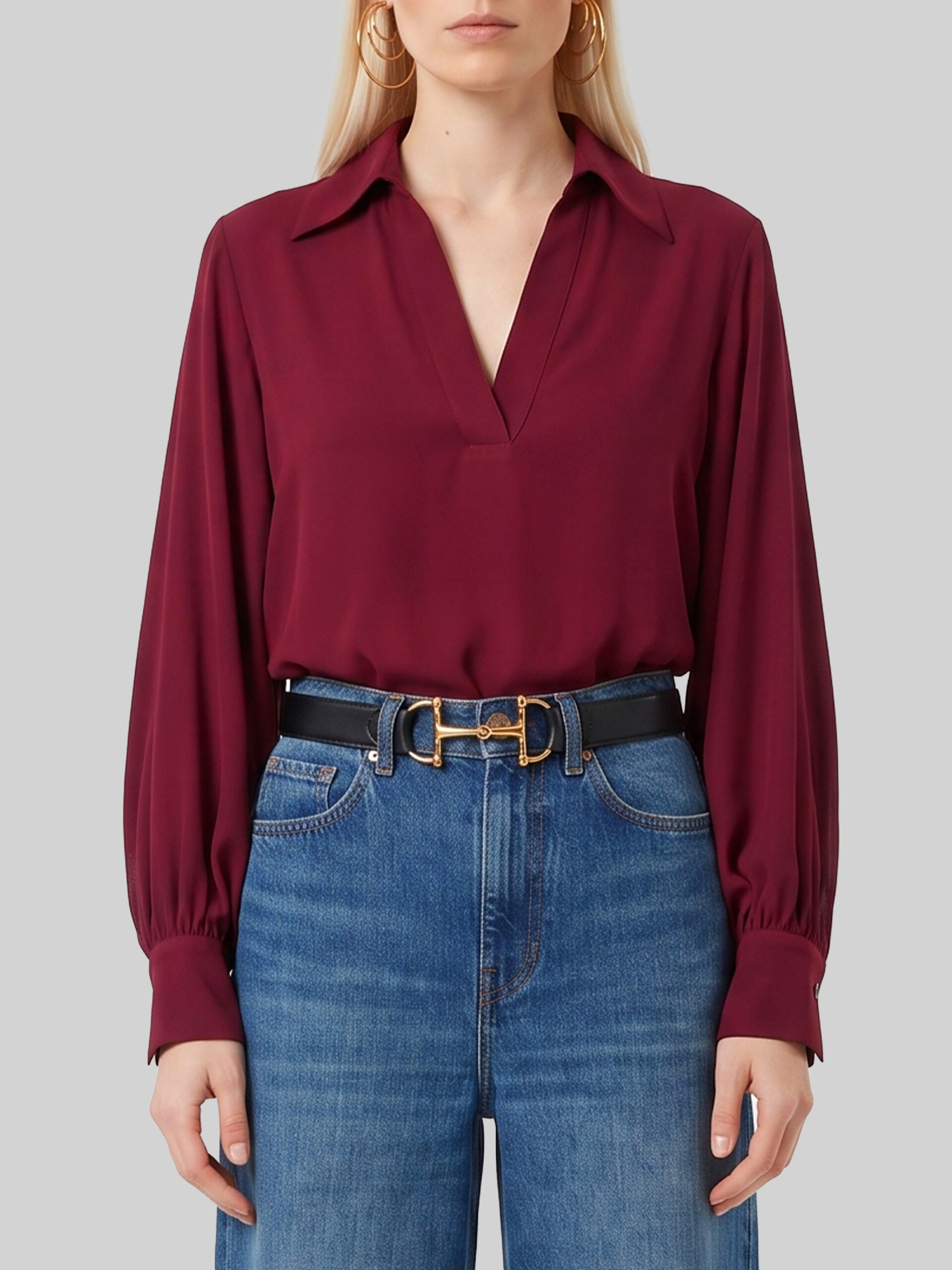 Sutton New York Burgundy double georgette blouse