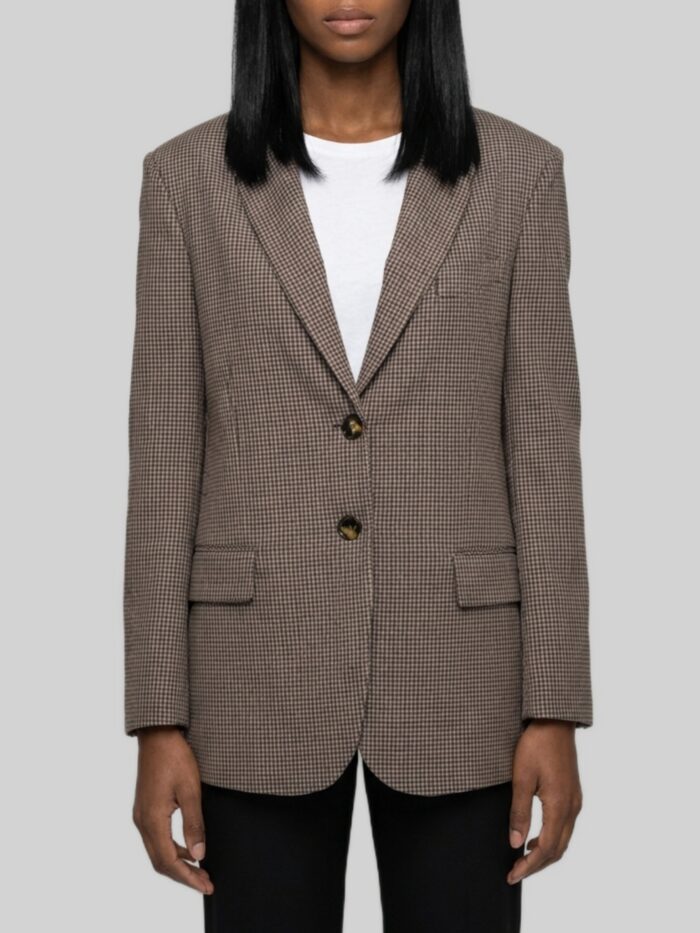 sutton new york single breasted micro check jacket Sutton New York Single-breasted micro-check jacket