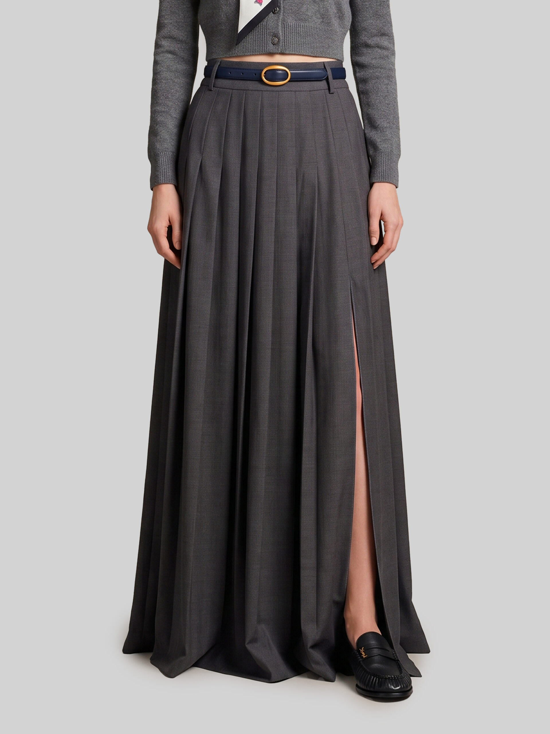 Sutton New York Anthracite maxi pleated skirt