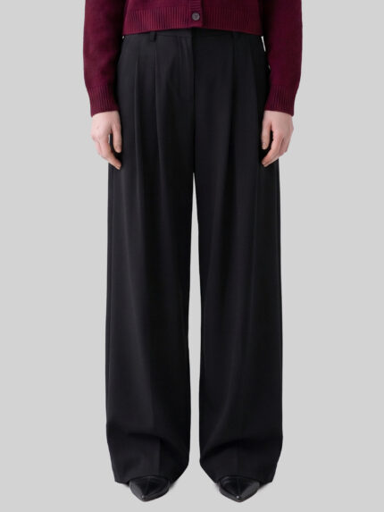 Sutton New York Wide-leg stretch canvas trousers