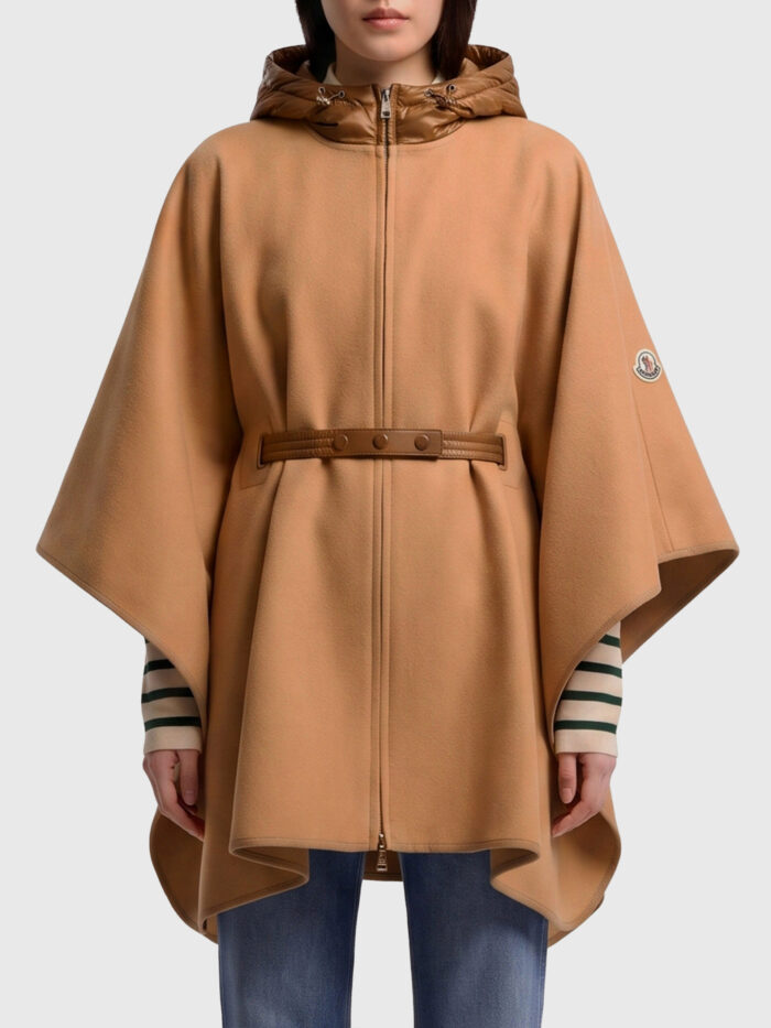 moncler padded wool blend cape Moncler Padded wool-blend cape