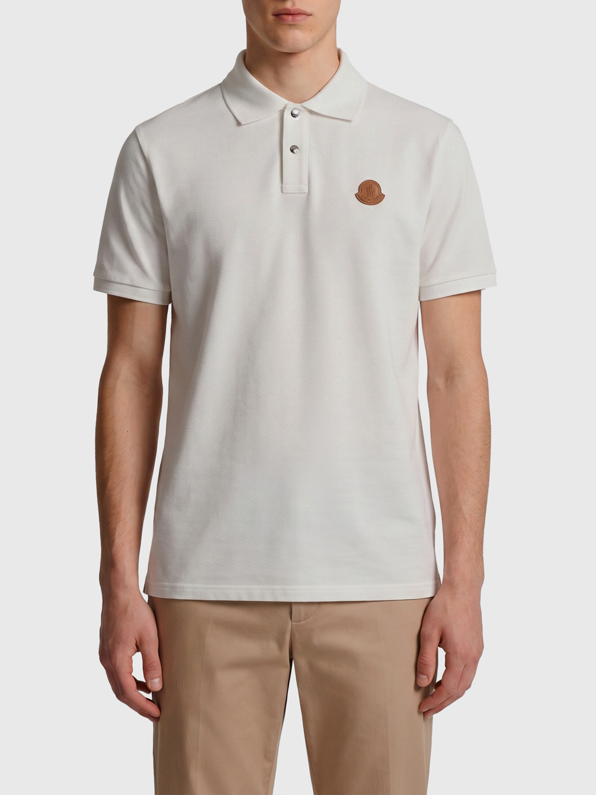 Moncler Cotton piqué polo shirt with logo patch