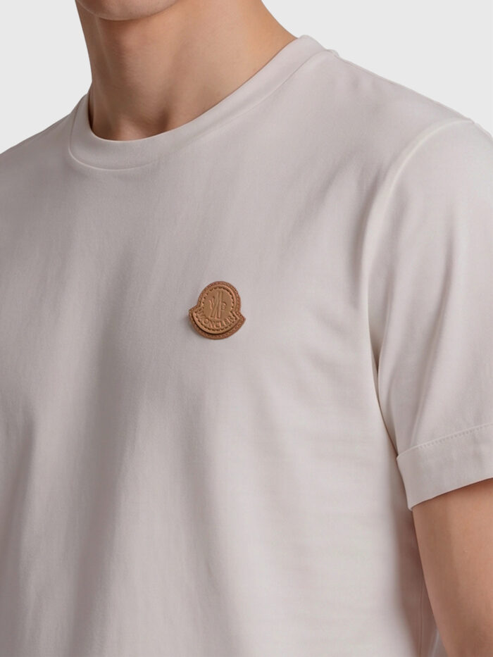 Moncler Cotton t-shirt with leather logo