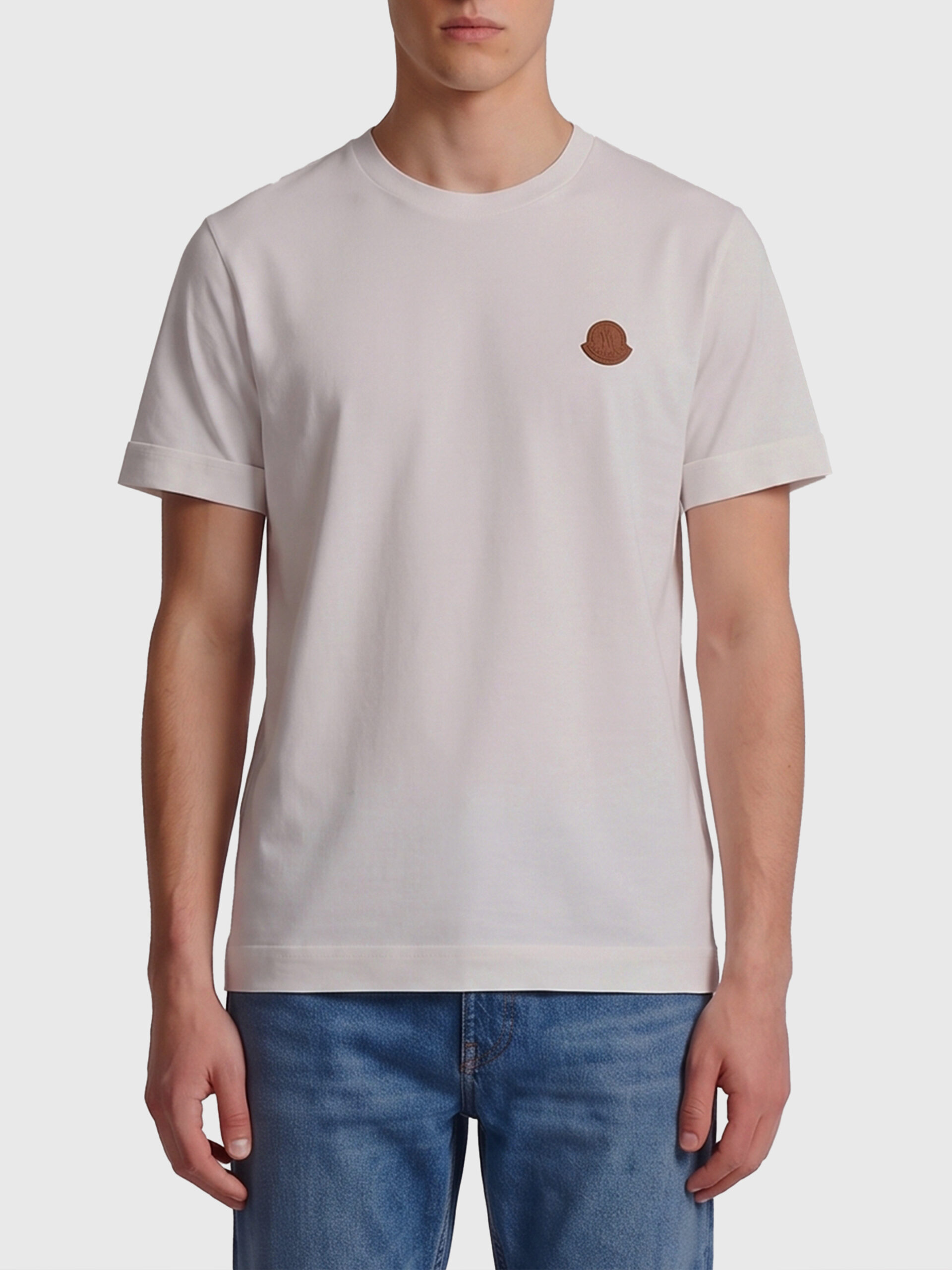 Moncler Cotton t-shirt with leather logo