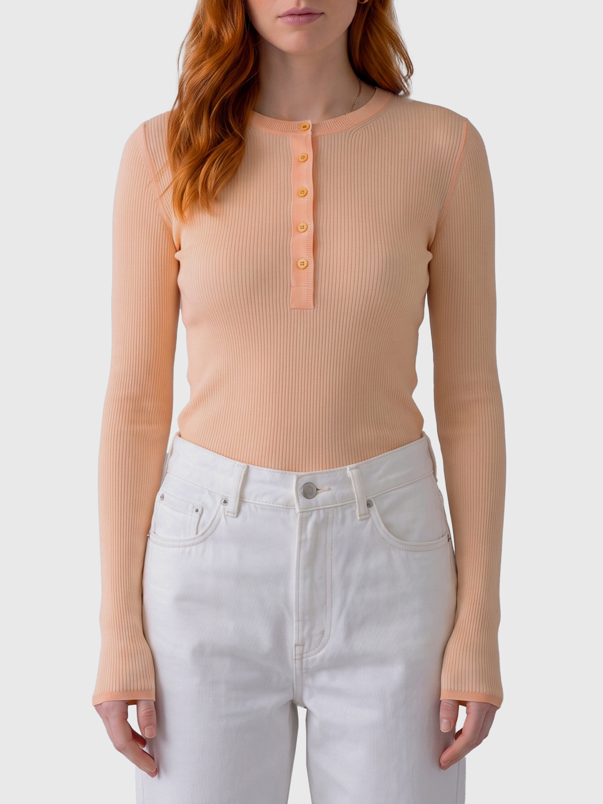 Chloe Bleached Orange ribbed top