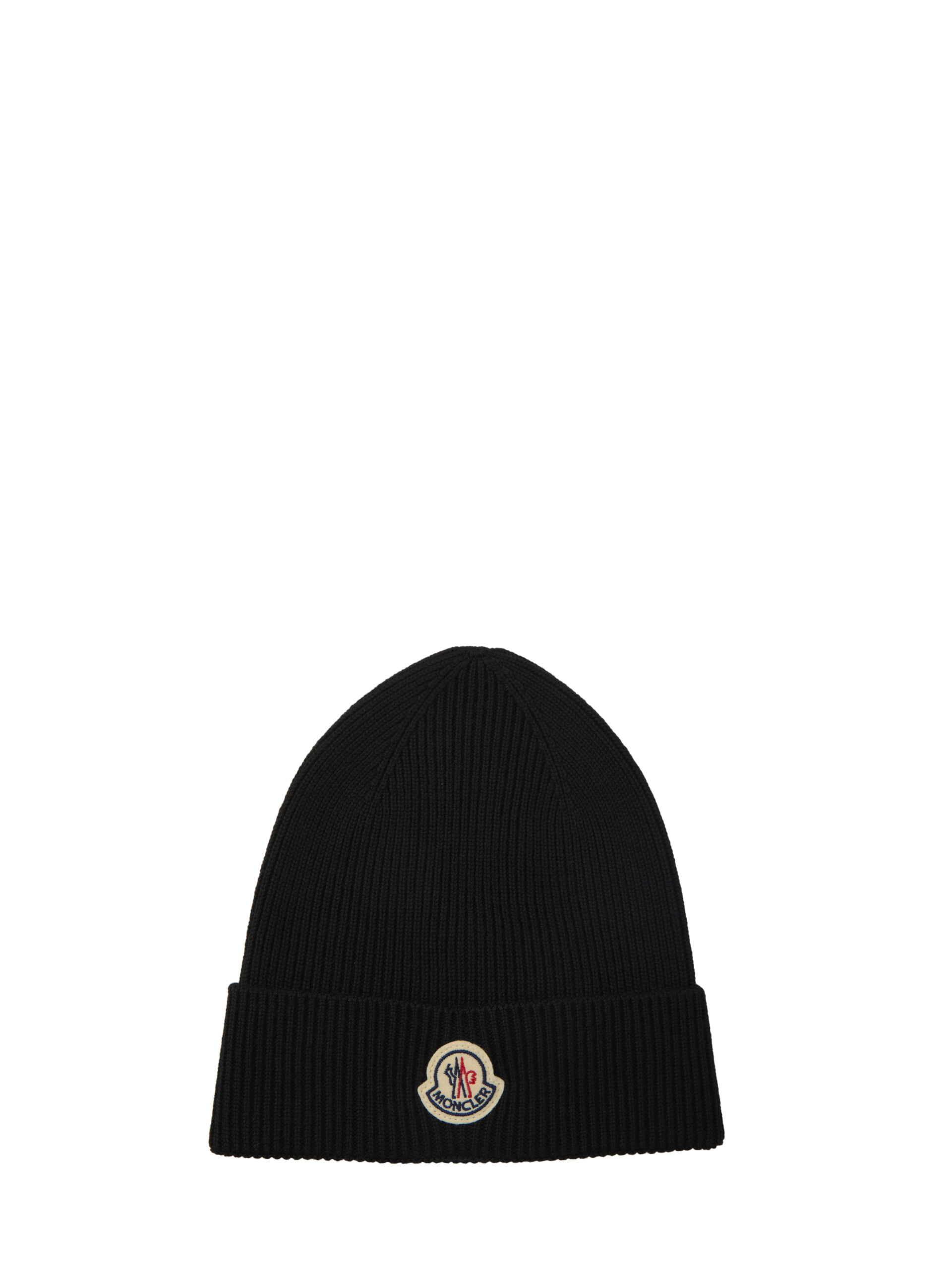 Moncler Black wool beanie with logo