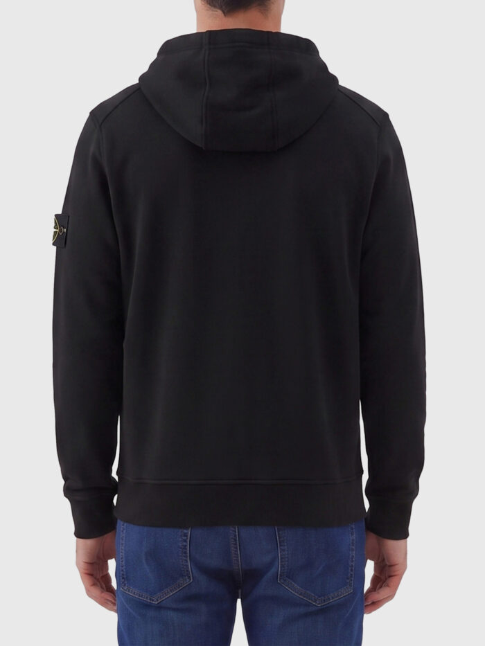Stone Island Black brushed cotton hoodie