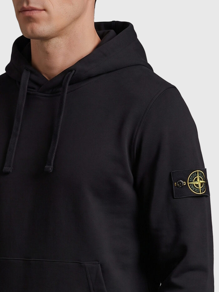 Stone Island Black brushed cotton hoodie
