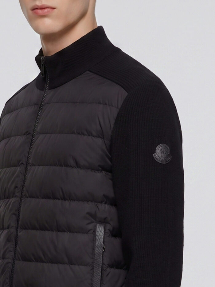 Moncler Black quilted zip-up cardigan