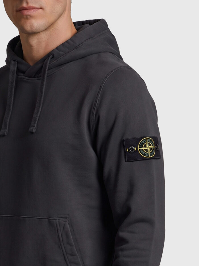 Stone Island Lead grey brushed cotton hoodie
