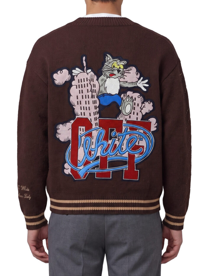 Off White Cat Off Varsity knit cardigan
