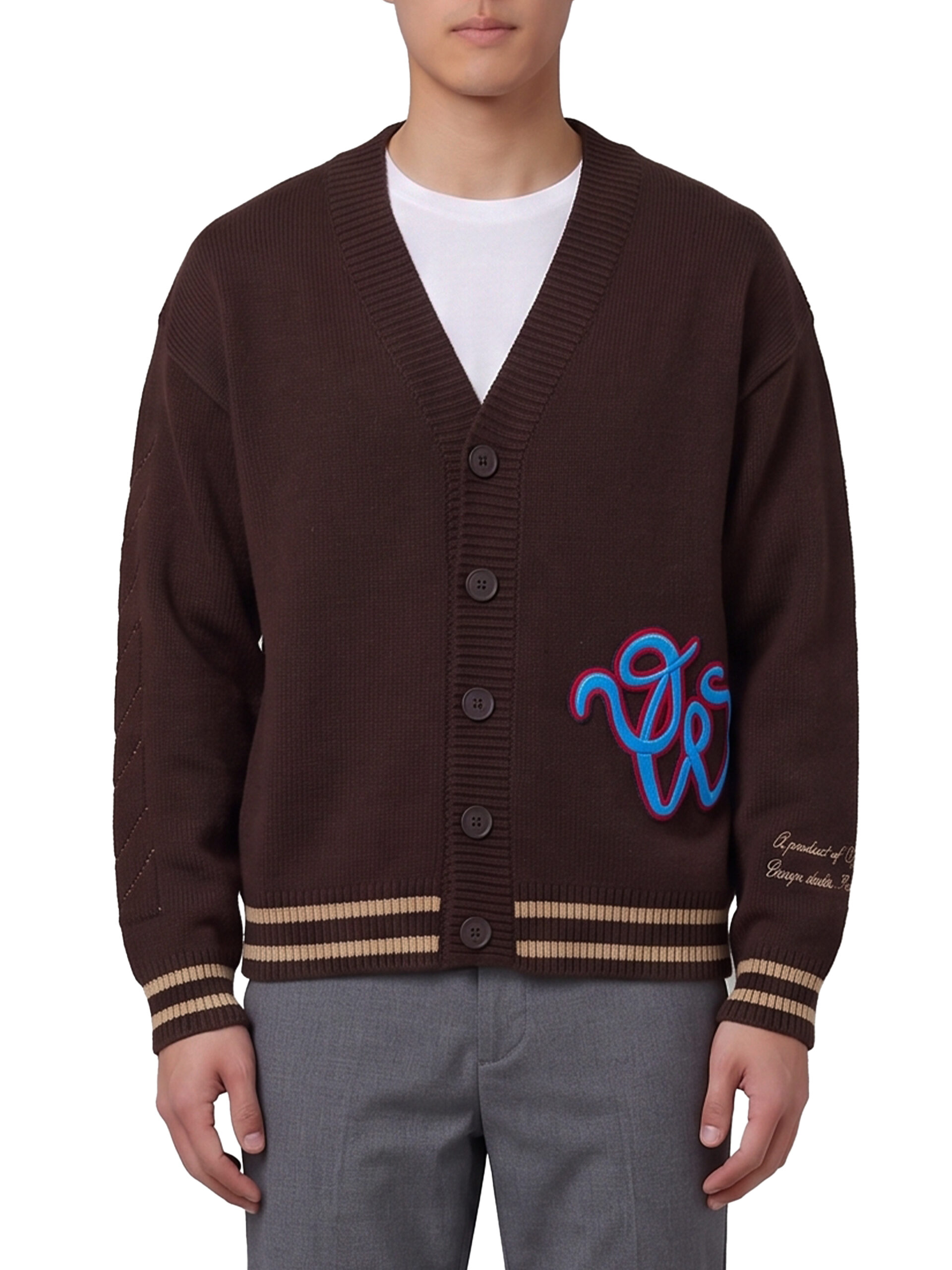 Off White Cat Off Varsity knit cardigan
