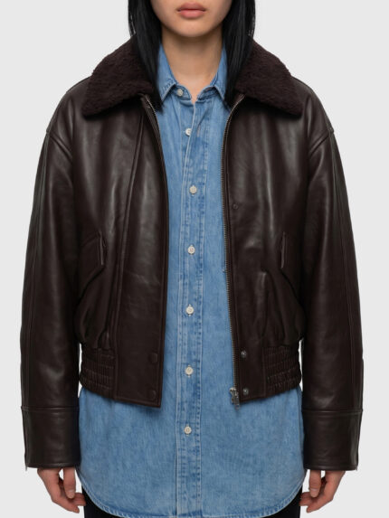 Ivy Oak Dark brown leather IOLaila Lane bomber jacket