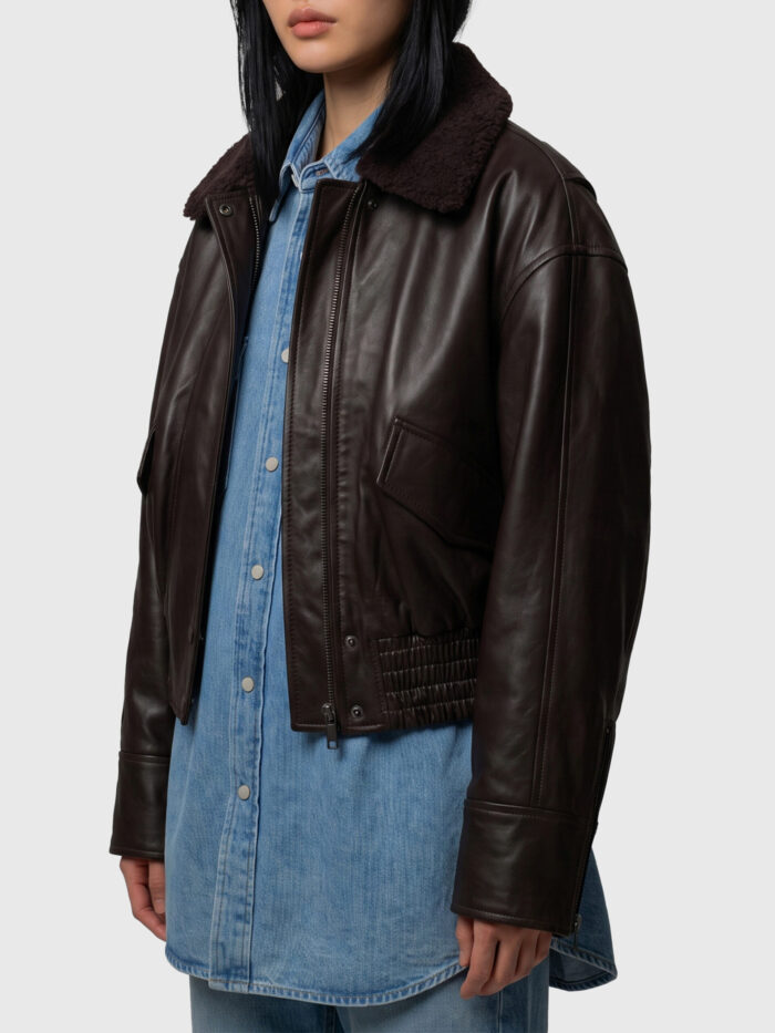 Ivy Oak Dark brown leather IOLaila Lane bomber jacket