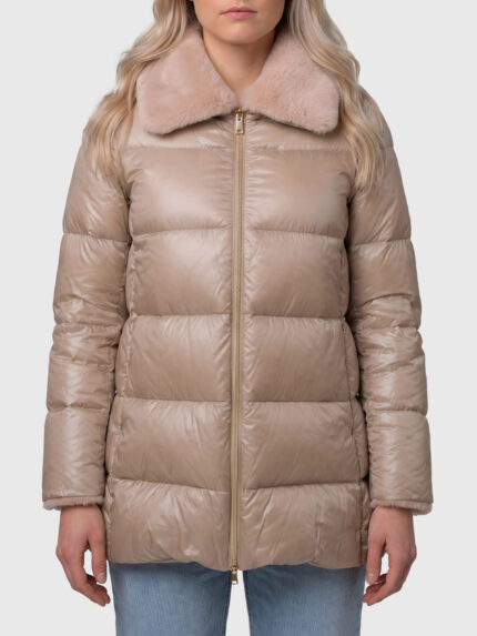 Herno Light puffer with collar ecofur