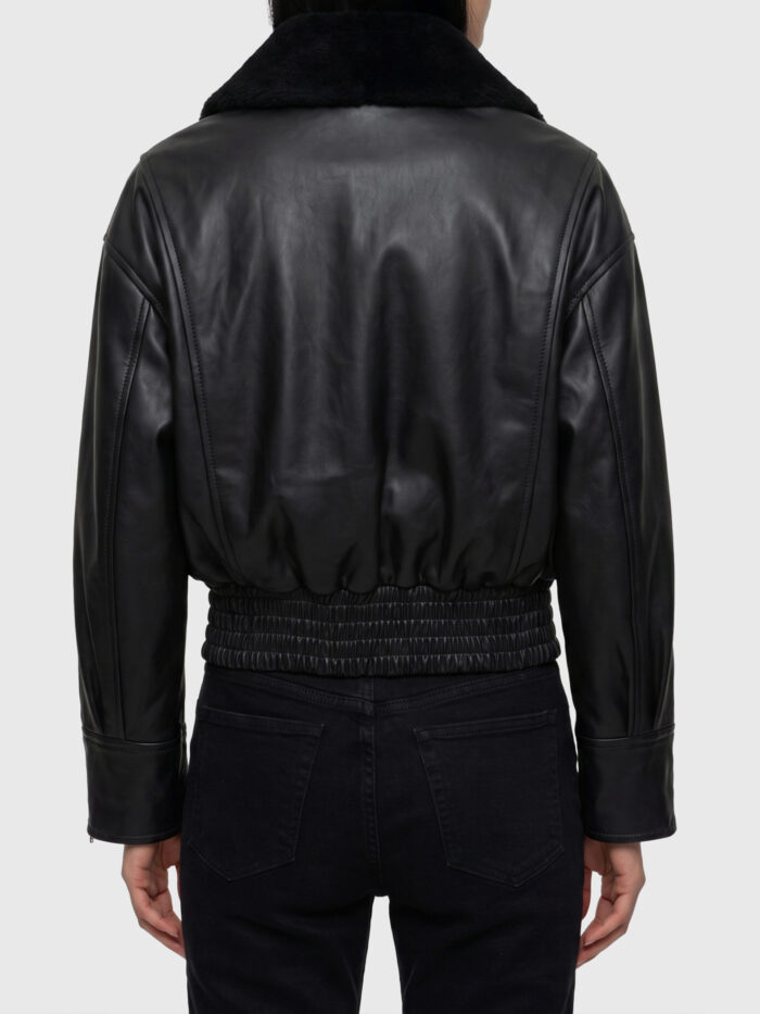 Ivy Oak Black leather IOLaila Lane bomber jacket