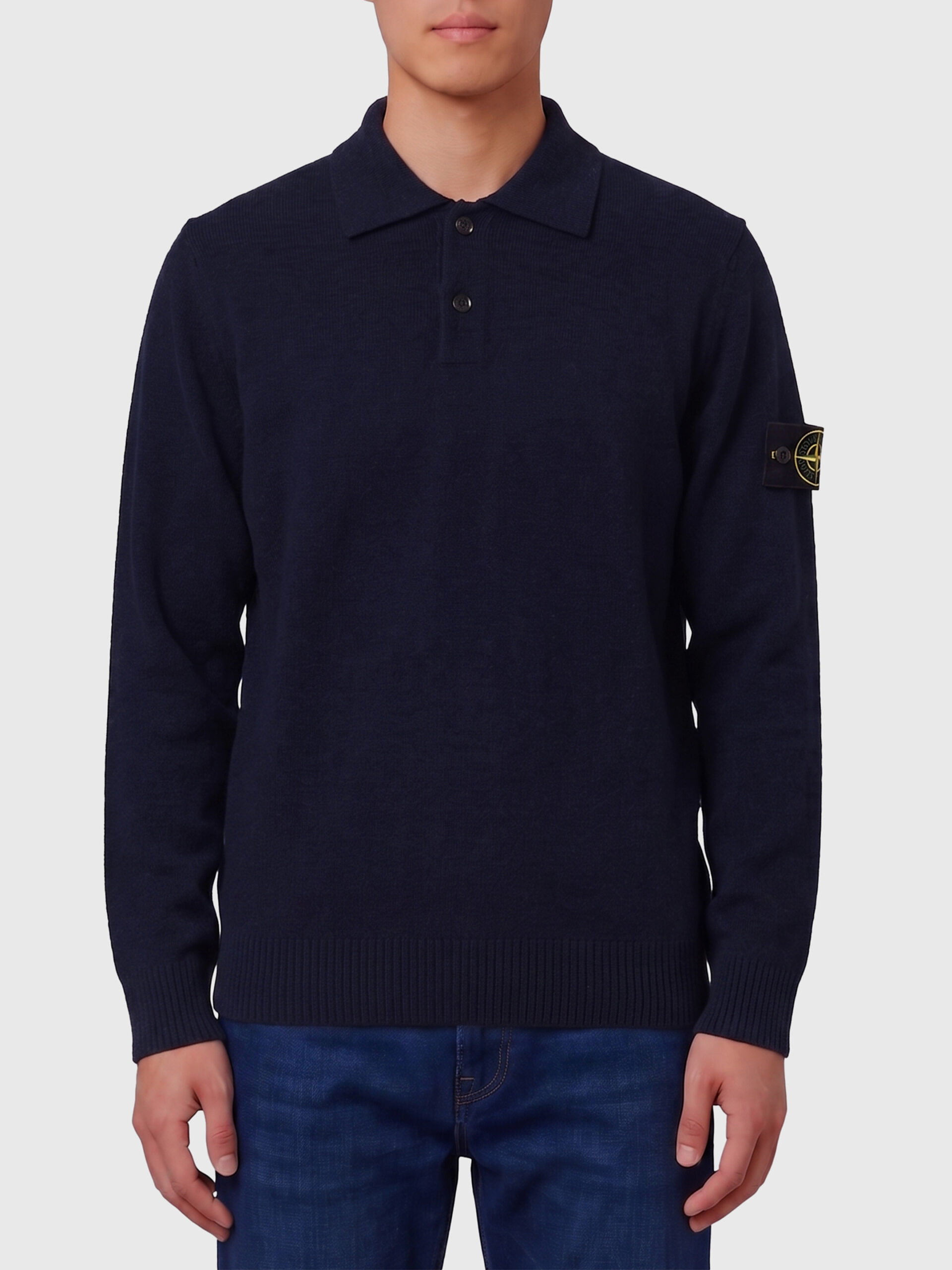 Stone Island Navy blue RWS virgin wool polo shirt