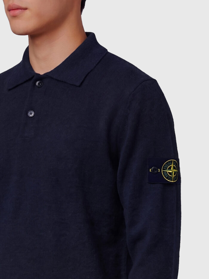 Stone Island Navy blue RWS virgin wool polo shirt