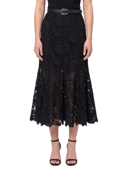 Self Portrait Black lace midi skirt