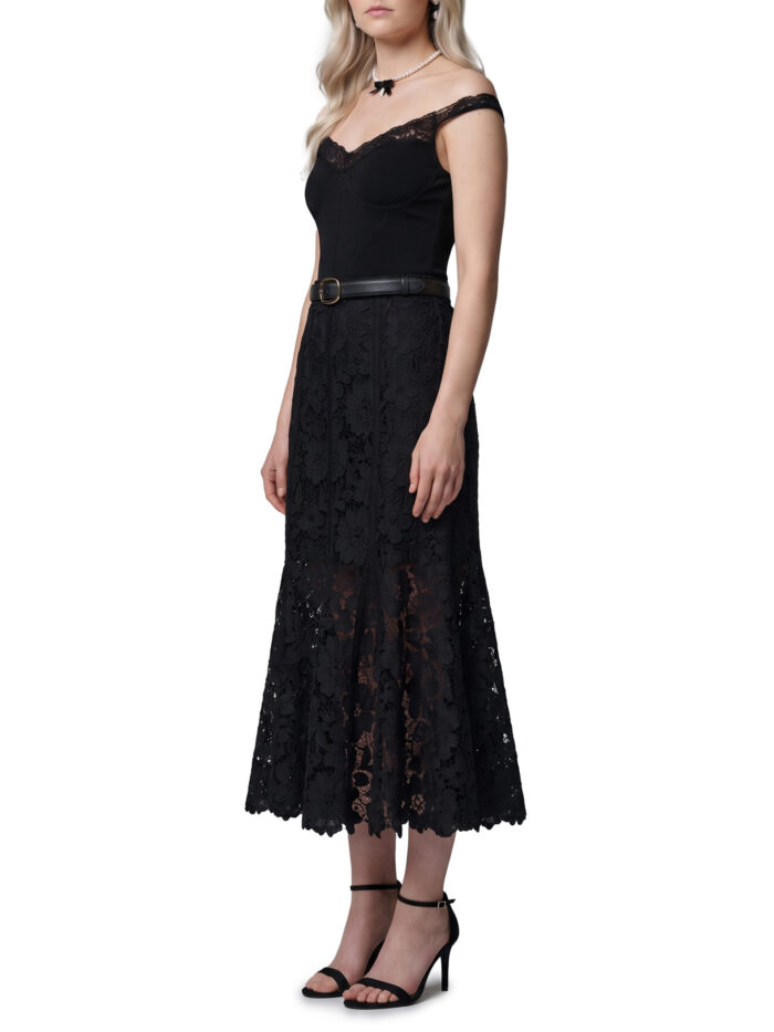 Self Portrait Black lace midi skirt