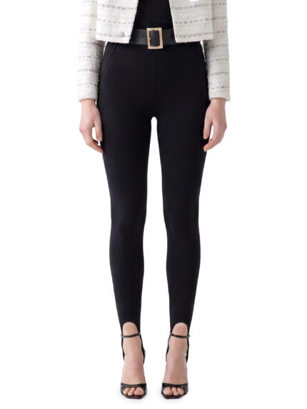 Self Portrait Black knit stirrup leggins