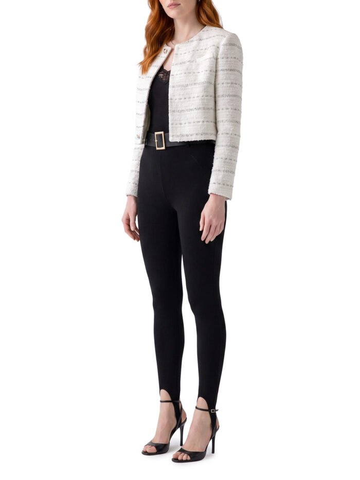 Self Portrait Black knit stirrup leggins