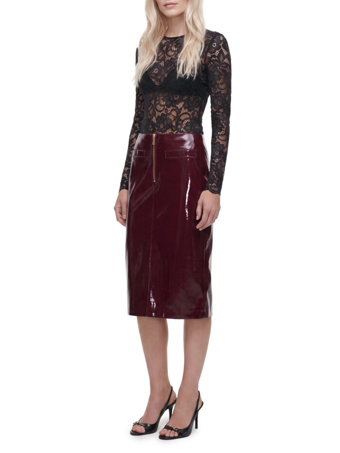 Self Portrait Purple faux leather skirt
