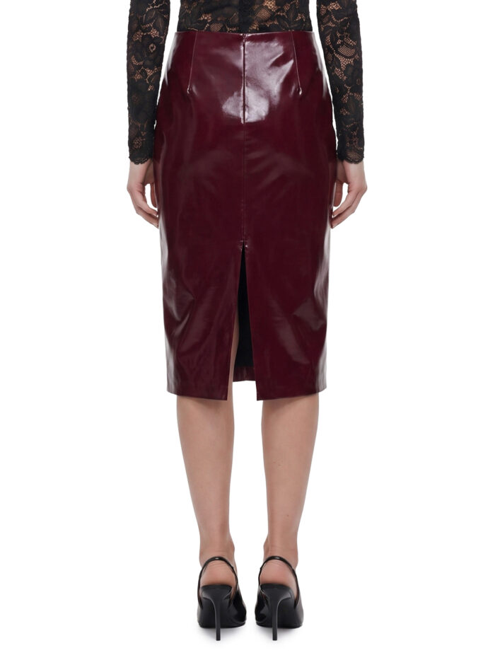 Self Portrait Purple faux leather skirt