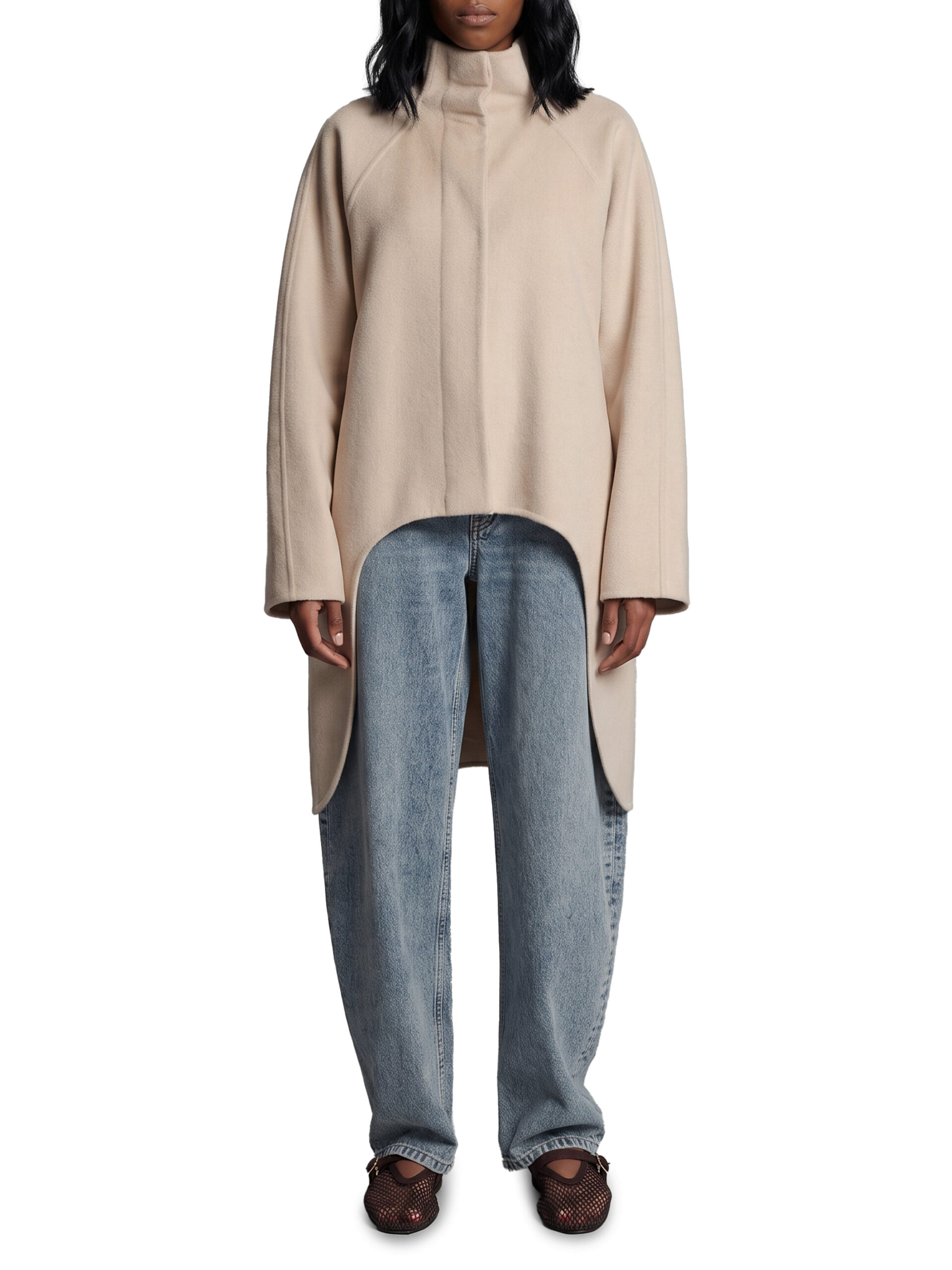 Alaia Asymmetric double-face cashmere coat